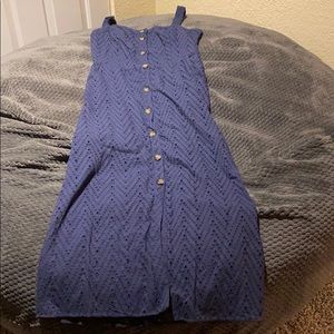 Navy long eyelet dress